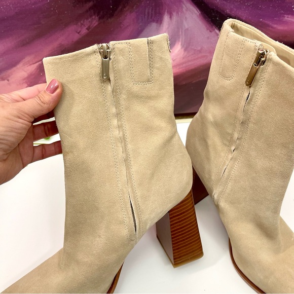SAM EDELMAN Ivette Square Toe Ankle Boots in Sesame Suede Size 9 - Picture 10 of 16